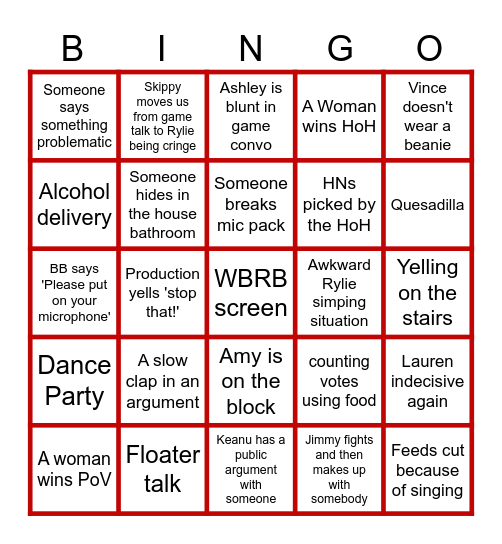 BB27 LIVE FEEDS WEEK 2 Bingo Card