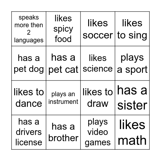 Find Someone Who Bingo Card