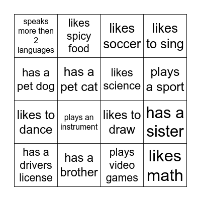 Find Someone Who Bingo Card