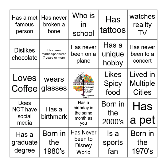 FIND YOUR FAMILY! Bingo Card