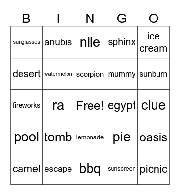 Summer party 2025 Bingo Card