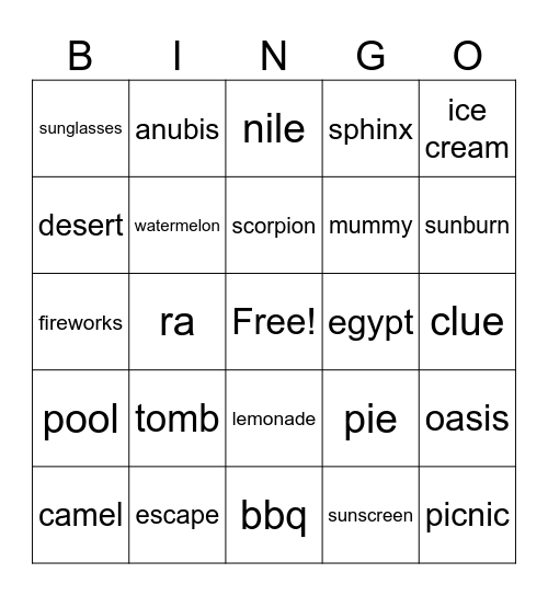 Summer party 2025 Bingo Card