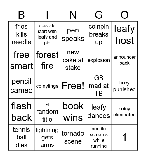 bfdia 21 Bingo Card