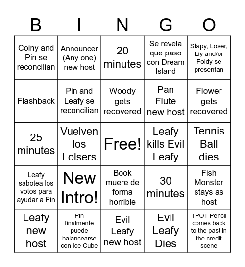 BFDIA 21 Bingo! Bingo Card