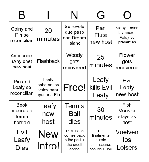 BFDIA 21 Bingo! Bingo Card