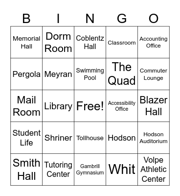 Hood Places Bingo Card