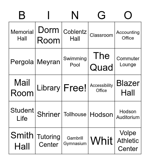 Hood Places Bingo Card