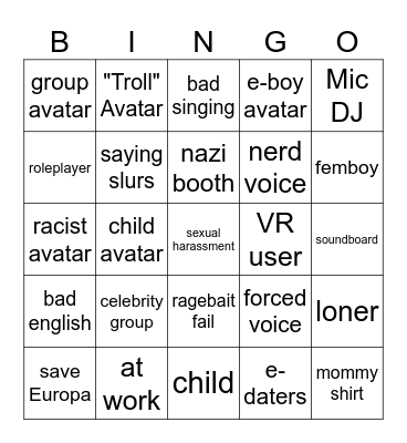 ROBLOX VC BINGO Card