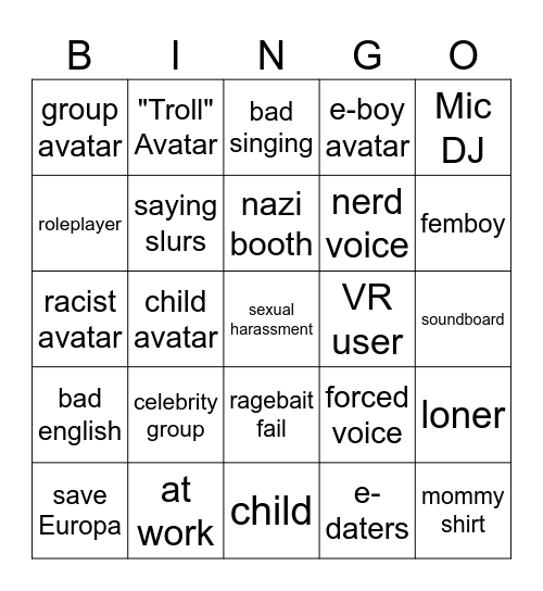 ROBLOX VC BINGO Card