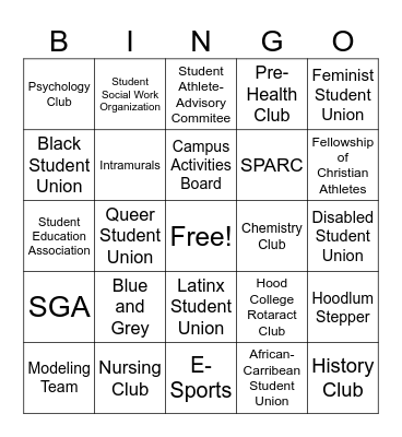 Hood Clubs Bingo Card