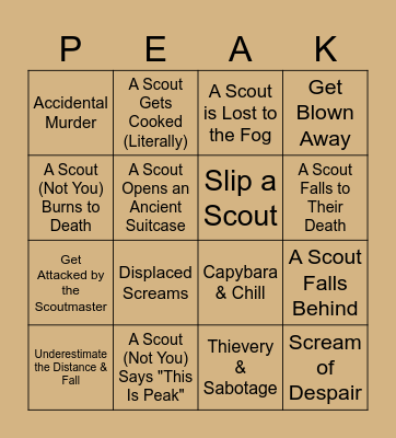 Peak Bingo WIP Bingo Card