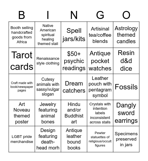 Oddities Expo Bingo Card