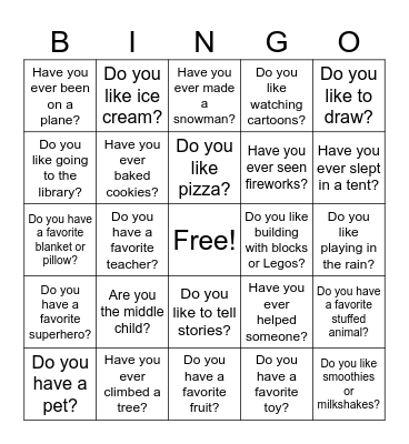 NICE TO MEET YOU BINGO! Bingo Card