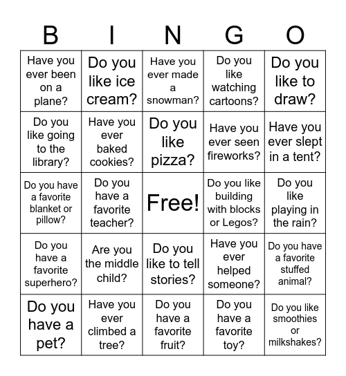 NICE TO MEET YOU BINGO! Bingo Card