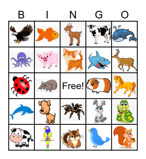ANIMAL Bingo Card