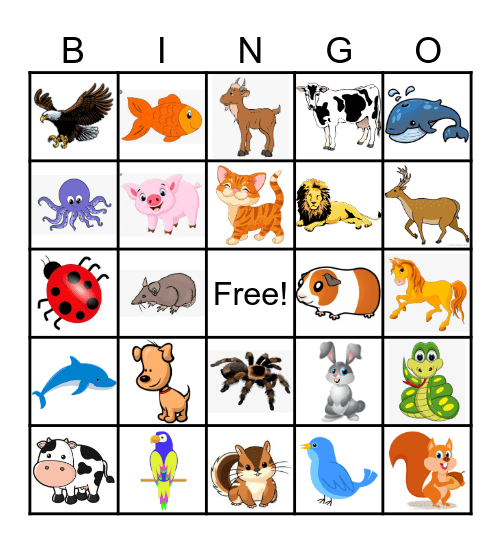 ANIMAL Bingo Card