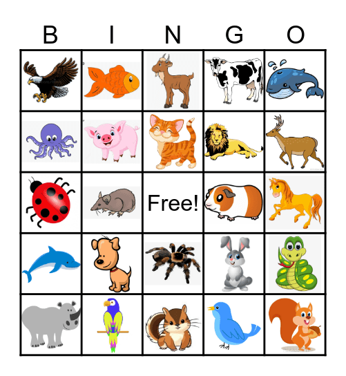 ANIMAL Bingo Card