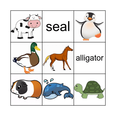Animals Bingo Card