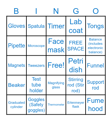 Science Equipment BINGO Card