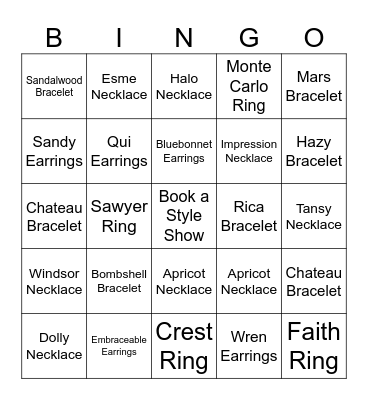 Park Lane Blingo Bingo Card