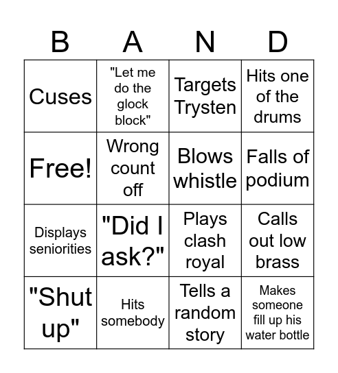 Reece Bingo Card
