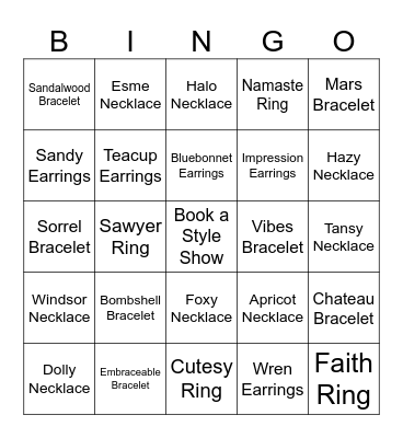 Park Lane Blingo Bingo Card