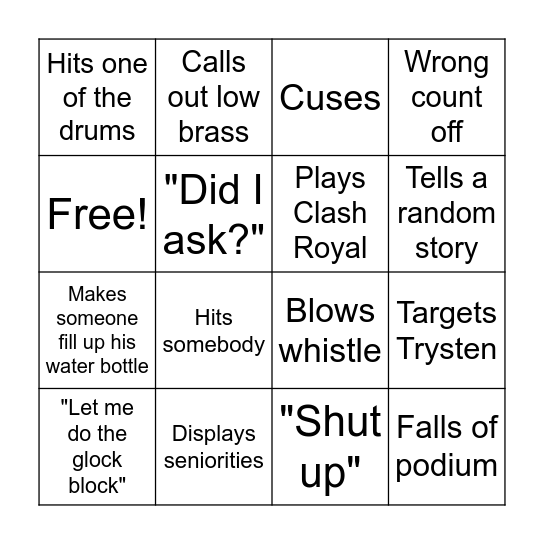 Reece Bingo Card