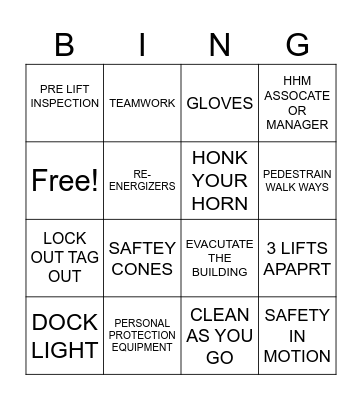 SAFETY BINGO Card