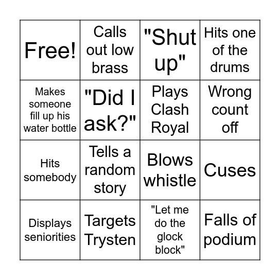 Reece Bingo Card