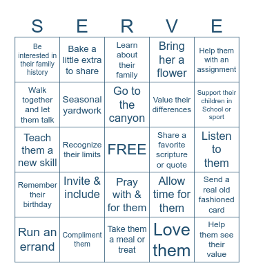 Ministering Bingo Card