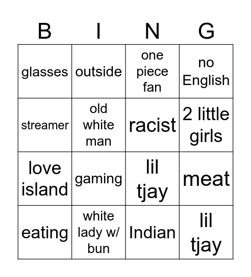 Omegle Bingo Card