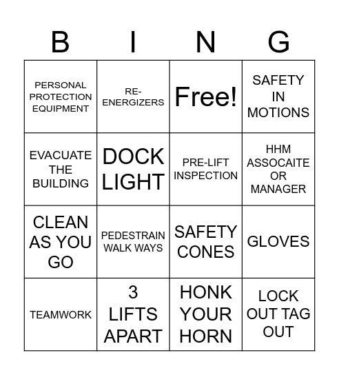 SAFETY BINGO Card