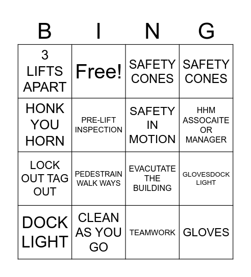 SAFETY BINGO Card