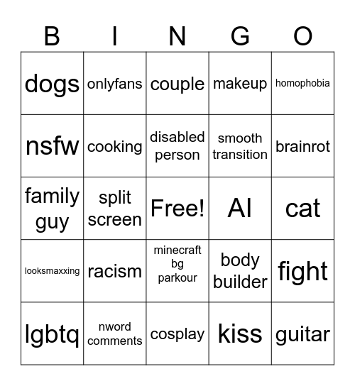 instagram reels bingo Card