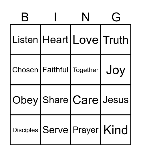 Jesus and His Disciples Bingo Card