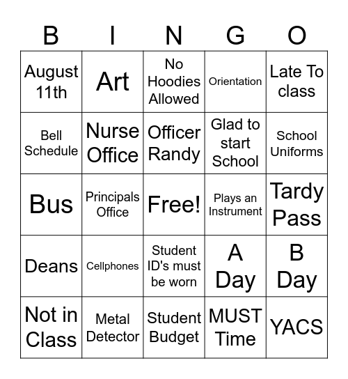 What's YAKING 2025-2026 Bingo Card