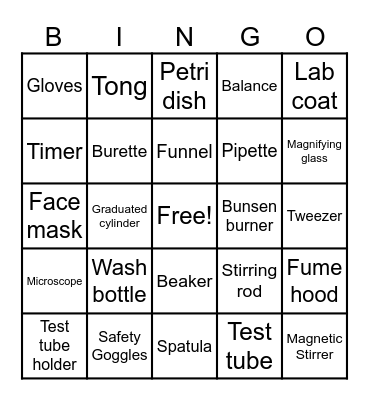 SCIENCE EQUIPMENT BINGO Card