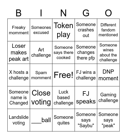 JABFBC Bingo Card