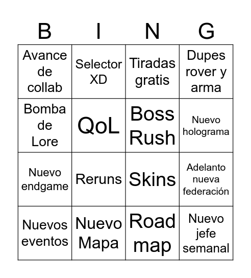 Content 2.5 Bingo Card