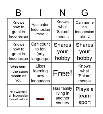 Find someone who... Bingo Card