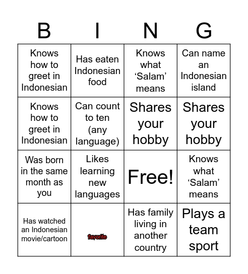 Find someone who... Bingo Card