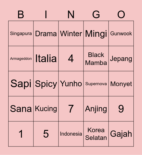 @ofJyunho Bingo Card