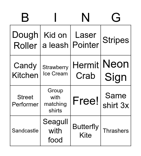 Boardwalk Bing Bingo Card