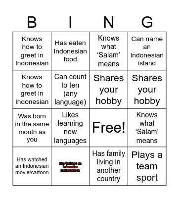 Find someone who... Bingo Card