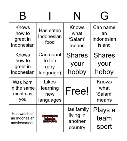Find someone who... Bingo Card