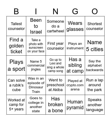 Counselor Bingo Card