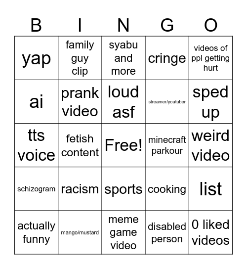 instagram reels Bingo Card