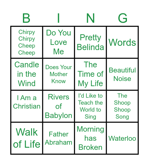 Silver and Gold "KIDS Club" Edition Bingo Card