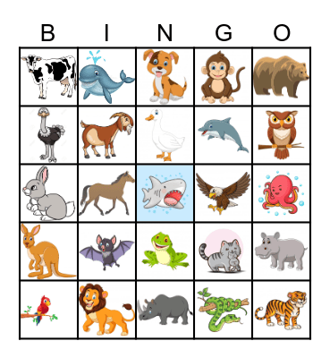 Animal Bingo Card