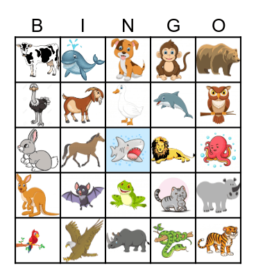 Animal Bingo Card